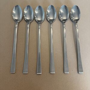 Doric‎ Japan MCM Stainless Lot Of 6 Long Tea Spoons Mid Century Modern Flatwear
